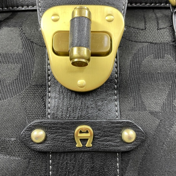 Etienne Aigner Black Signature Canvas Doctor-Style Satchel EUC - Picture 4 of 16